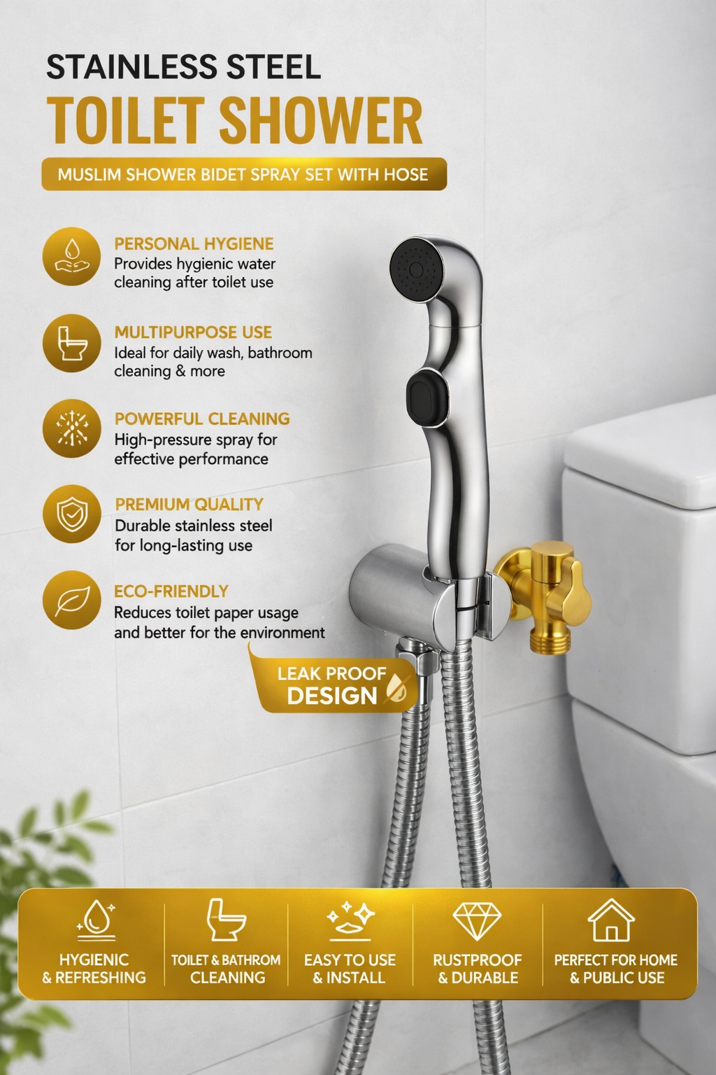 Premium Quality Black ABS Muslim Shower Set by MB Sanitary Store