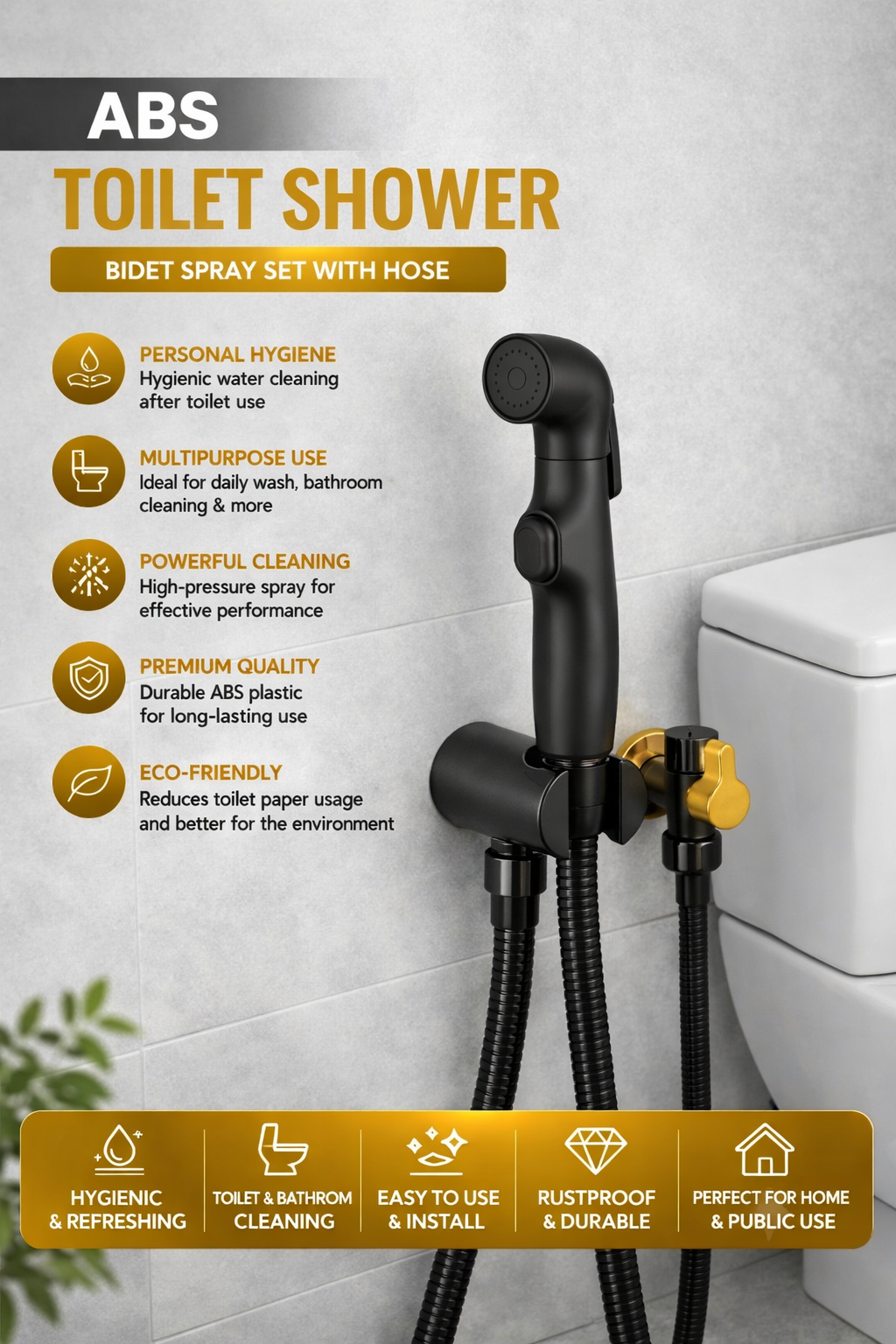 Premium Quality Black ABS Muslim Shower Set by MB Sanitary Store
